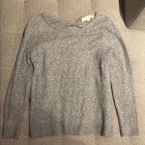LOFT Gray Crew Neck Sweater with Long Sleeves
